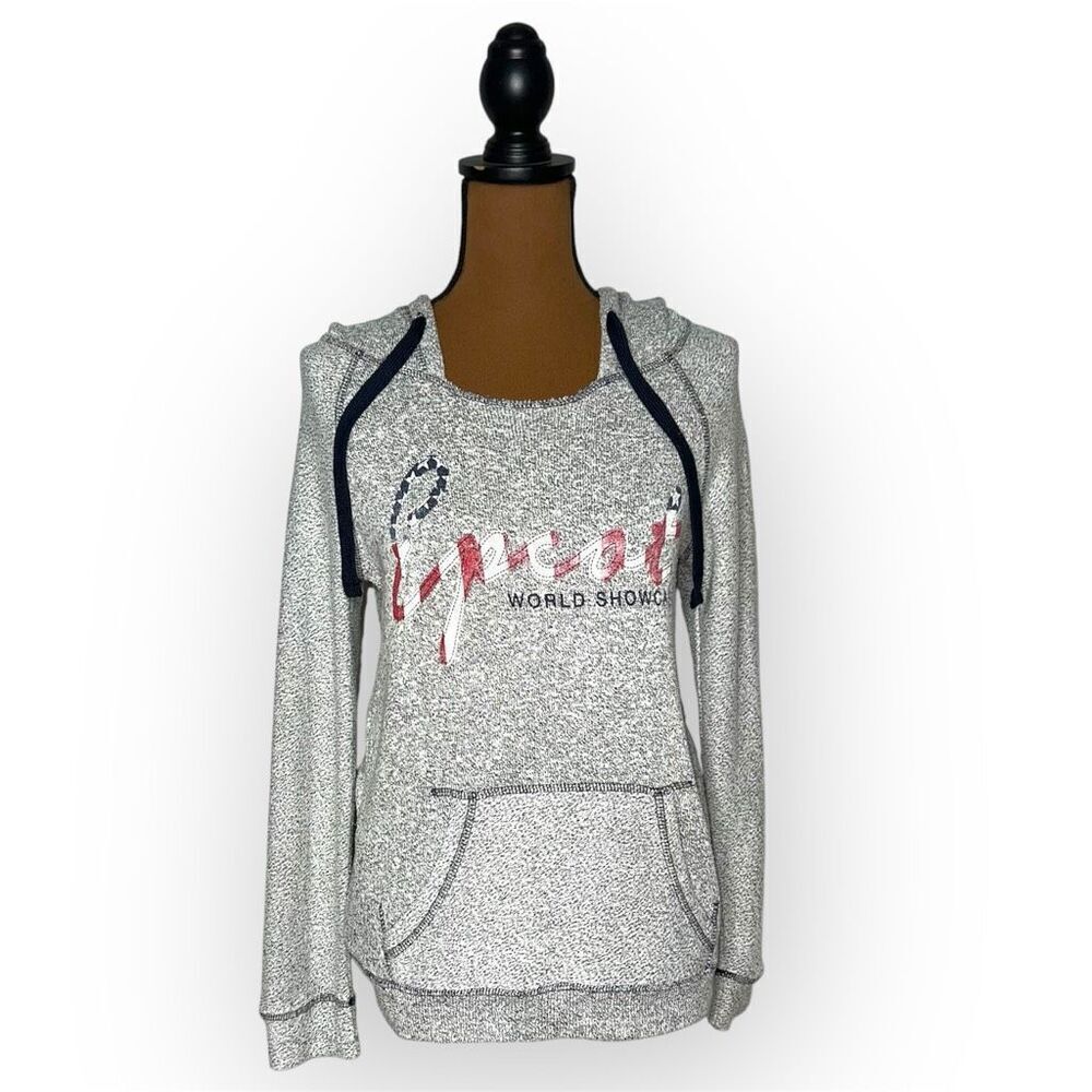 Disney Parks Epcot World Showcase Hooded Gray Hoodie Sweatshirt, Women’s Small
